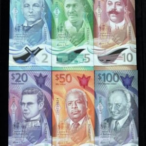 263-1 B263-BARBADOS-2022 & 2024巴貝多全套塑膠紙幣-2-100 Dollars(B)