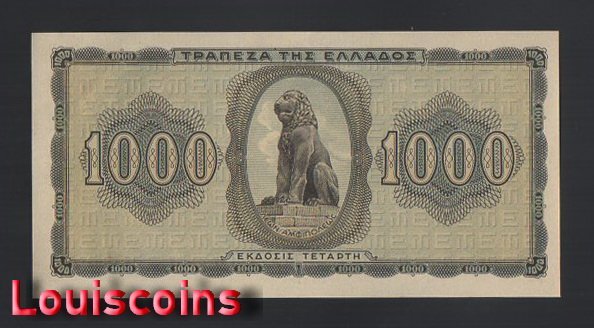 267-2 B267-GREECE-1942希臘紙幣,1.000 Drachmai(B)