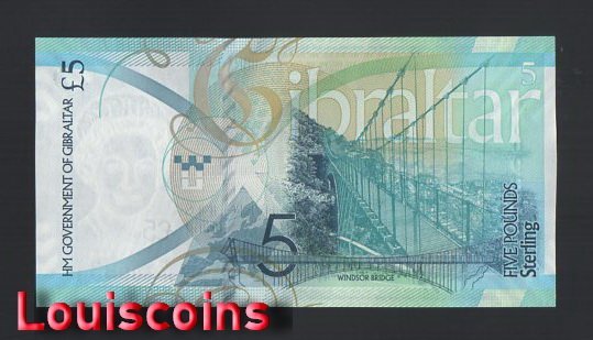 B270-GIBRALTAR-2020直布羅陀紙幣-5 Pounds Sterling（B）