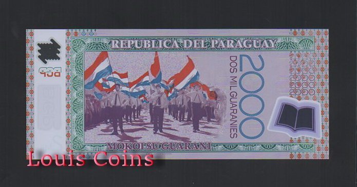 272-2 B272-PARAGUAY--2008~23巴拉圭塑膠鈔票2.000 Guaranies (640)