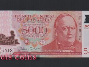 274-1 B274-PARAGUAY-2011-2022巴拉圭塑膠鈔票5.000 Guaranies(B)