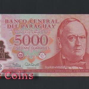 274-1 B274-PARAGUAY-2011-2022巴拉圭塑膠鈔票5.000 Guaranies(B)