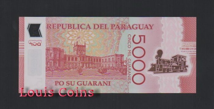 274-2 B274-PARAGUAY-2011-2022巴拉圭塑膠鈔票5.000 Guaranies(B)