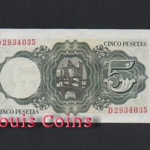 B282-SPAIN--1951西班牙紙幣5 Pesetas(B)