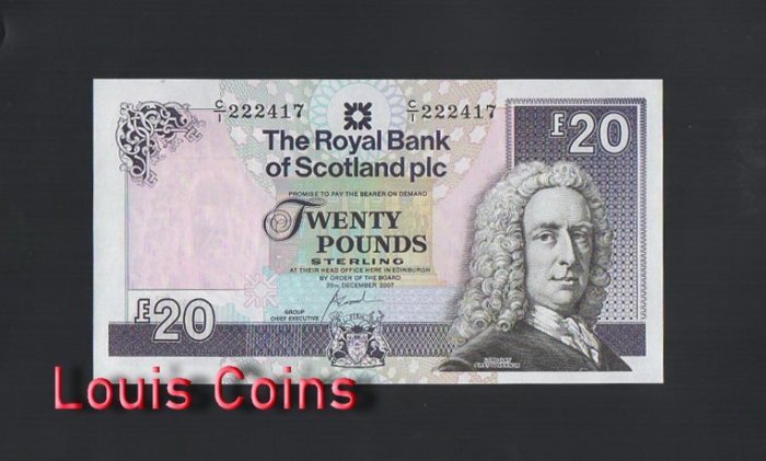 B285-SCOTLAND-2007蘇格蘭紙幣,20 Pounds Sterling(B)