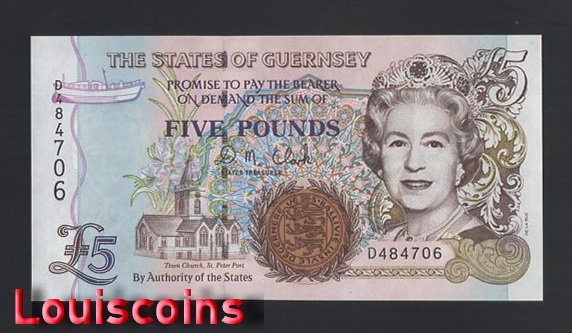 B286-GUERNSEY-ND (1996-2008)根西島紙幣,5 Pounds(B)