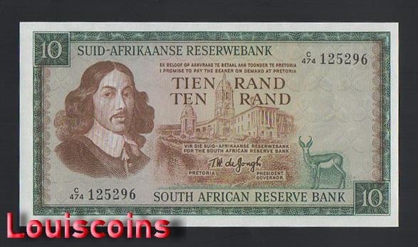 287-1 B287-SOUTH AFRICA-1966-76南非紙幣-10 Rand(B)