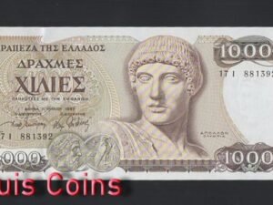 288-1 B288-GREECE-1987希臘紙幣,1000 Drachmai(B)