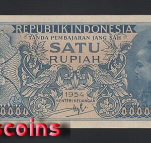 29-1 B029-INDONESIA-1954印尼紙幣,1 Rupiah(1051)