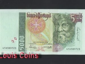 293-1 B293-PORTUGAL-1995-1998葡萄牙紙幣5000 Escudos(O)