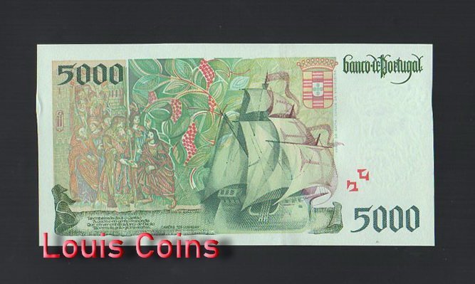 B293-PORTUGAL-1995-1998葡萄牙紙幣5000 Escudos(O)