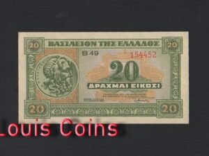 295-1 B295-GREECE-1940希臘紙幣,20 Drachmai(336)