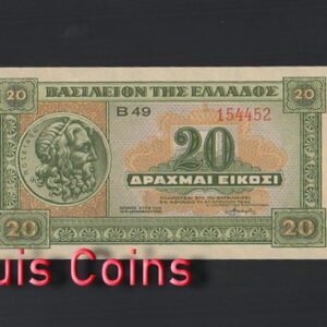 295-1 B295-GREECE-1940希臘紙幣,20 Drachmai(336)