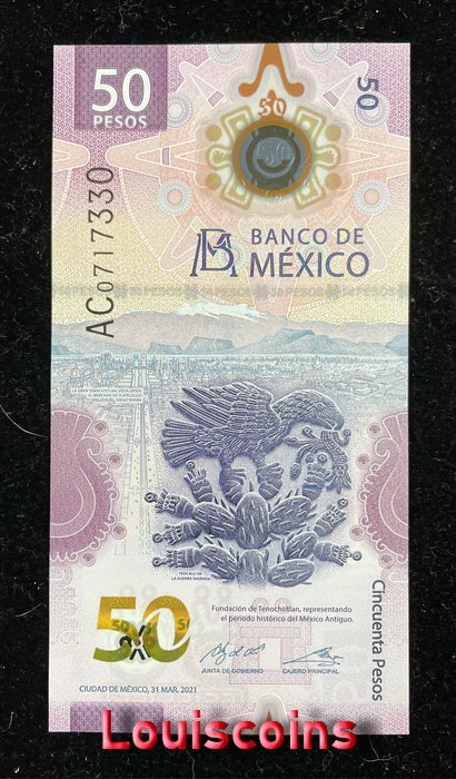 B297-MEXICO-2021墨西哥塑膠鈔票-50 Pesos(117)