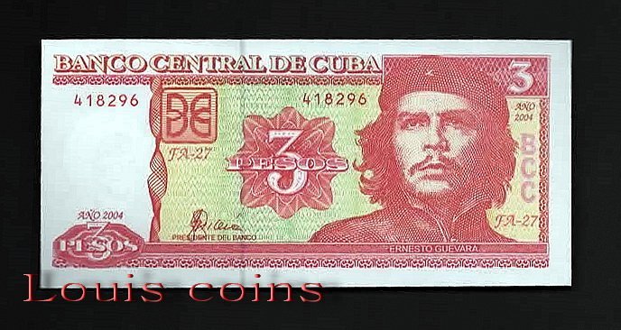 B030 CUBA 2004～2006古巴紙鈔.3 PESOS-Che Guevara(701)