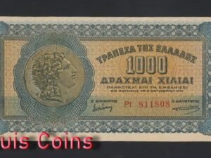 300-1 B300-GREECE-1941希臘紙幣,1000 Drachmai(B)