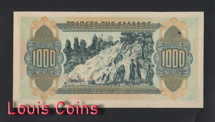 B300-GREECE-1941希臘紙幣,1000 Drachmai(B)