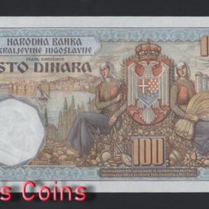 302-2 B302-YUGOSLAVIA-1934南斯拉夫紙幣,100 Dinara(B)