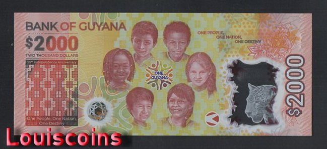 306-1 B306-GUYANA-2022圭亞那塑膠紀念紙幣-2.000 Dollars(849)