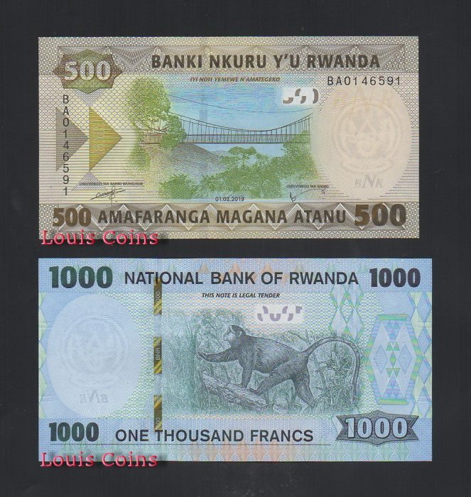 B307-RWANDA--2019盧安達紙幣(兩張1組)(779)