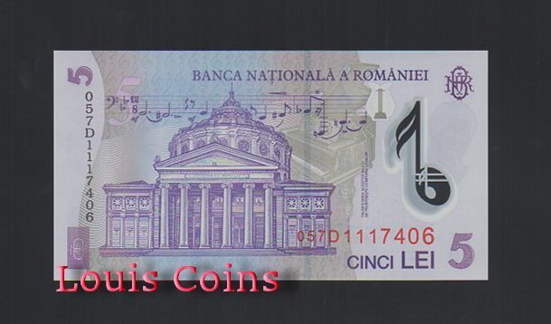 310-2 B310-ROMANIA--2005羅馬尼亞塑膠鈔票5 Lei(429)