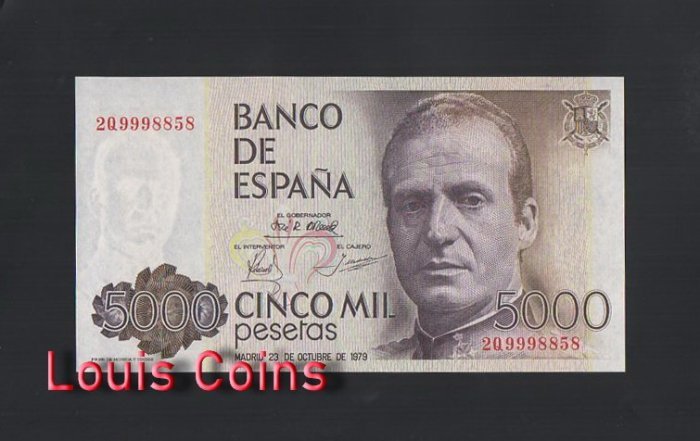 B313-SPAIN-1976西班牙紙幣,5.000 Pesetas(B)