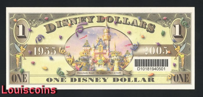 316-2 B316-DISNEY-2005年 迪士尼 ( 小飛象 ) 1美元紀念鈔票(B)