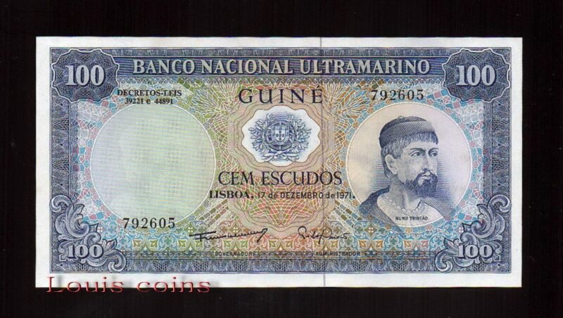 32-1 B032-Guiné Portuguesa-1971葡屬幾內亞紙鈔.100 ESCUDOS(1347)