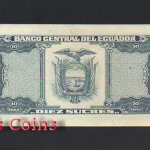 B325-ECUADOR-- 1988厄瓜多紙幣10 Sucres(140)