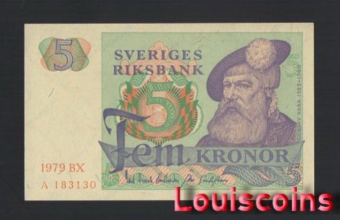 B331-SWEDEN-1965-1981瑞典鈔票.5 Kronor(658)