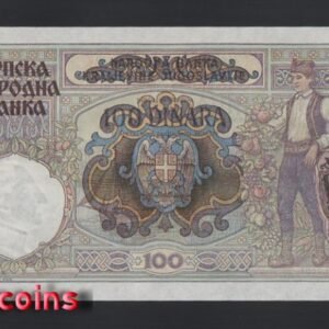 336-2 B336-SERBIA-1941塞爾維亞鈔票-100 Srpskih Dinara(B)