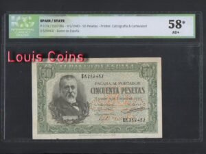 B338-SPAIN-1940西班牙紙幣,50 Pesetas(O)