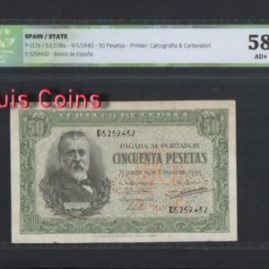 B338-SPAIN-1940西班牙紙幣,50 Pesetas(O)