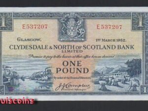 B339-SCOTLAND-1952蘇格蘭鈔票1 Pound(O)