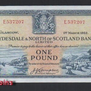 B339-SCOTLAND-1952蘇格蘭鈔票1 Pound(O)