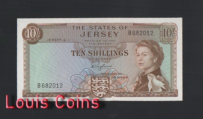 B340-JERSEY-1963澤西紙幣,10 Shillings(O)