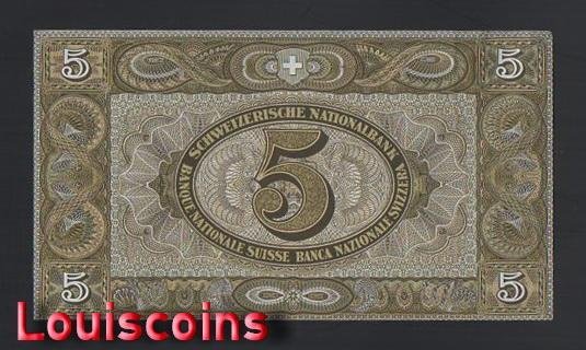 B341-SWITZERLAND-1913-1953瑞士紙幣-5 Franken(B)