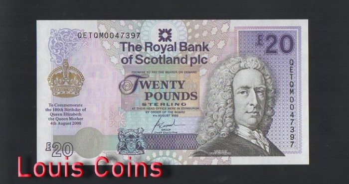B342-SCOTLAND-2000蘇格蘭紙幣,20 Pounds Sterling（O)