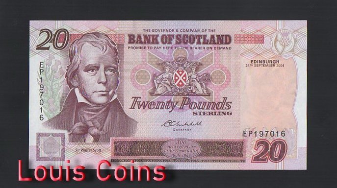 B343-SCOTLAND-1999-2001蘇格蘭紙幣,20 Pounds Sterling(B)