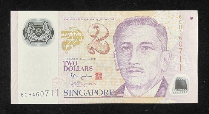 344-1 B344-SINGAPORE-2006-2022新加坡塑膠鈔-2 dollars(O)