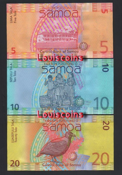 345-2 B345-SAMOA-ND (2008-2017)薩摩亞紙幣,全套(B)