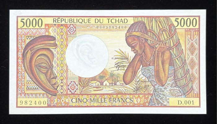 346-1 B346- CHAD-ND (1984-1991)查德紙幣-5000 Francs(O)