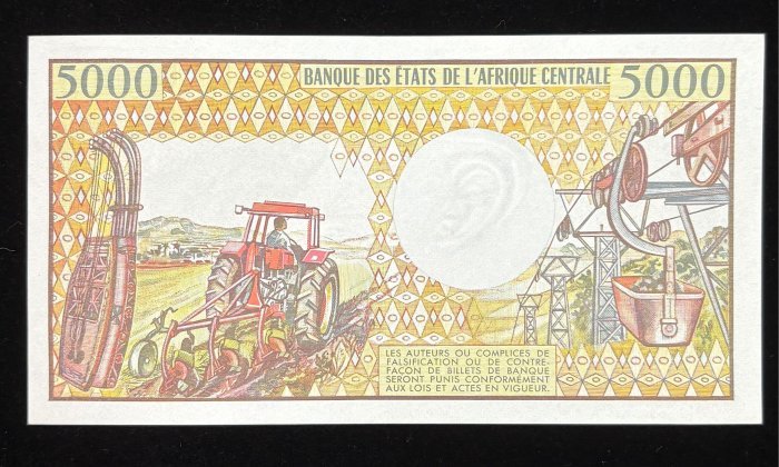 346-2 B346- CHAD-ND (1984-1991)查德紙幣-5000 Francs(O)