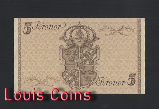 B347-SWEDEN-1948瑞典紙幣,5 Kronor(B)