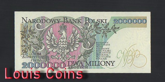 B349-POLAND-1992波蘭紙幣,2.000.000 Złotych(B)