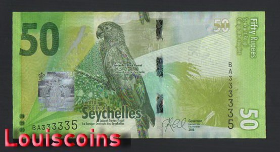 350-1 B350-SEYCHELLES-2016塞席爾紙幣,50 Rupees(1016)