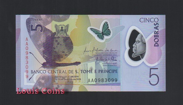 355-1 B355-Sao Tome and Principe--2016聖多美普林西比塑膠鈔票(B)