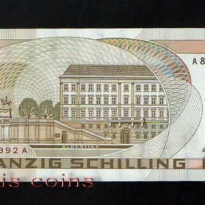 B036-AUSTRIA-1986奧地利紙鈔.20 Schilling(B)