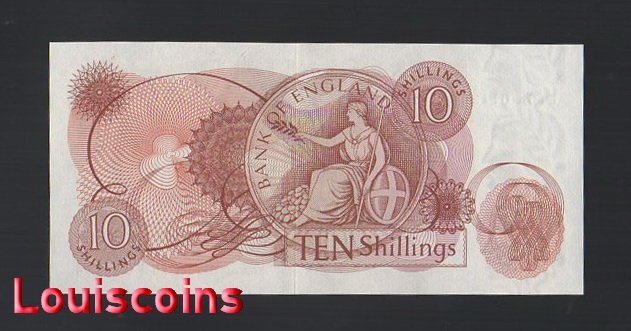 B375-GREAT BRITAIN-ND(1960-1970)英國紙幣,10 Shillings (1367)