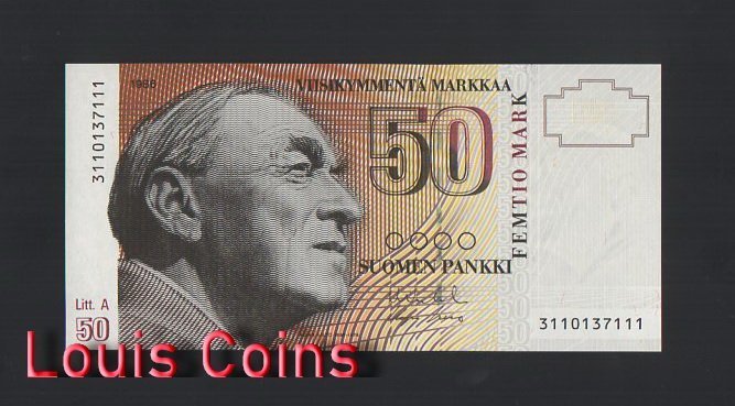 B380-FINLAND-1986芬蘭紙幣,50 Markkaa(O)